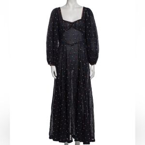 Doen printed long-sleeve dress. Navy. Size M.